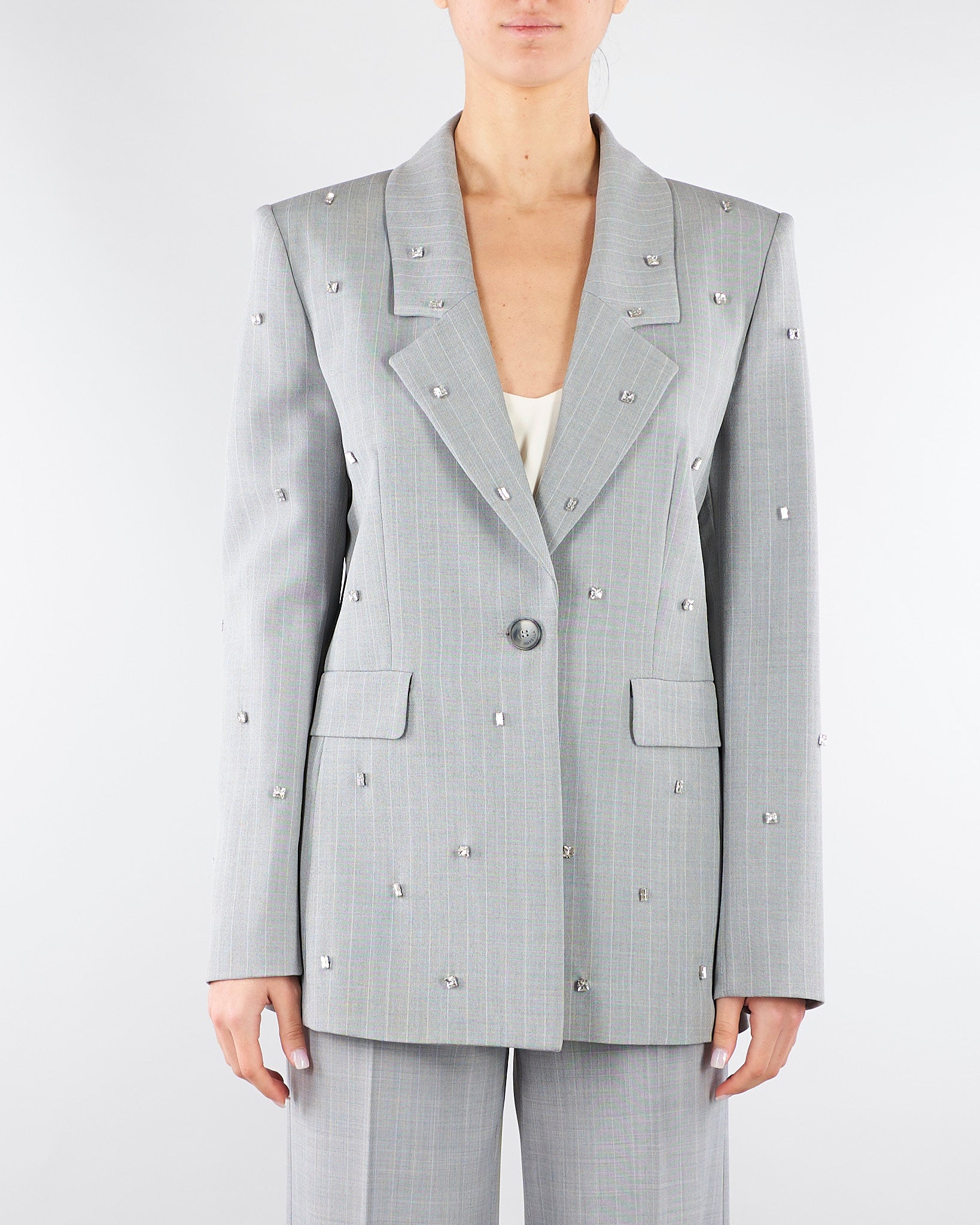 Blazer Grigio in tela stretch con cristalli MLLPASSO 1 MARELLA 