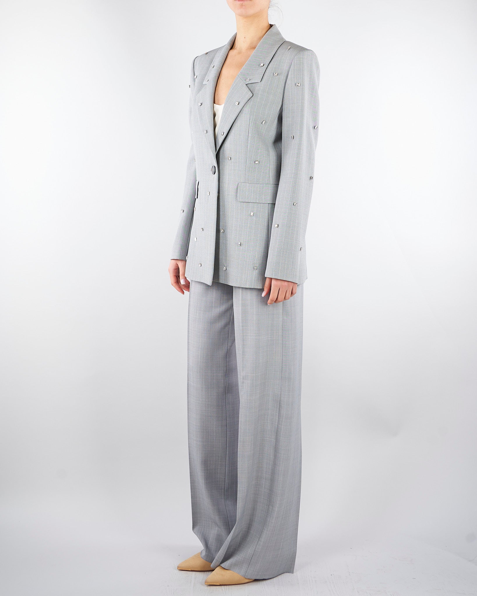 Blazer Grigio in tela stretch con cristalli MLLPASSO 1 MARELLA 