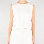 Top smanicato Bianco in misto lino stretch MLMUNION 4 MARELLA 