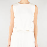 Top smanicato Bianco in misto lino stretch MLMUNION 4 MARELLA 