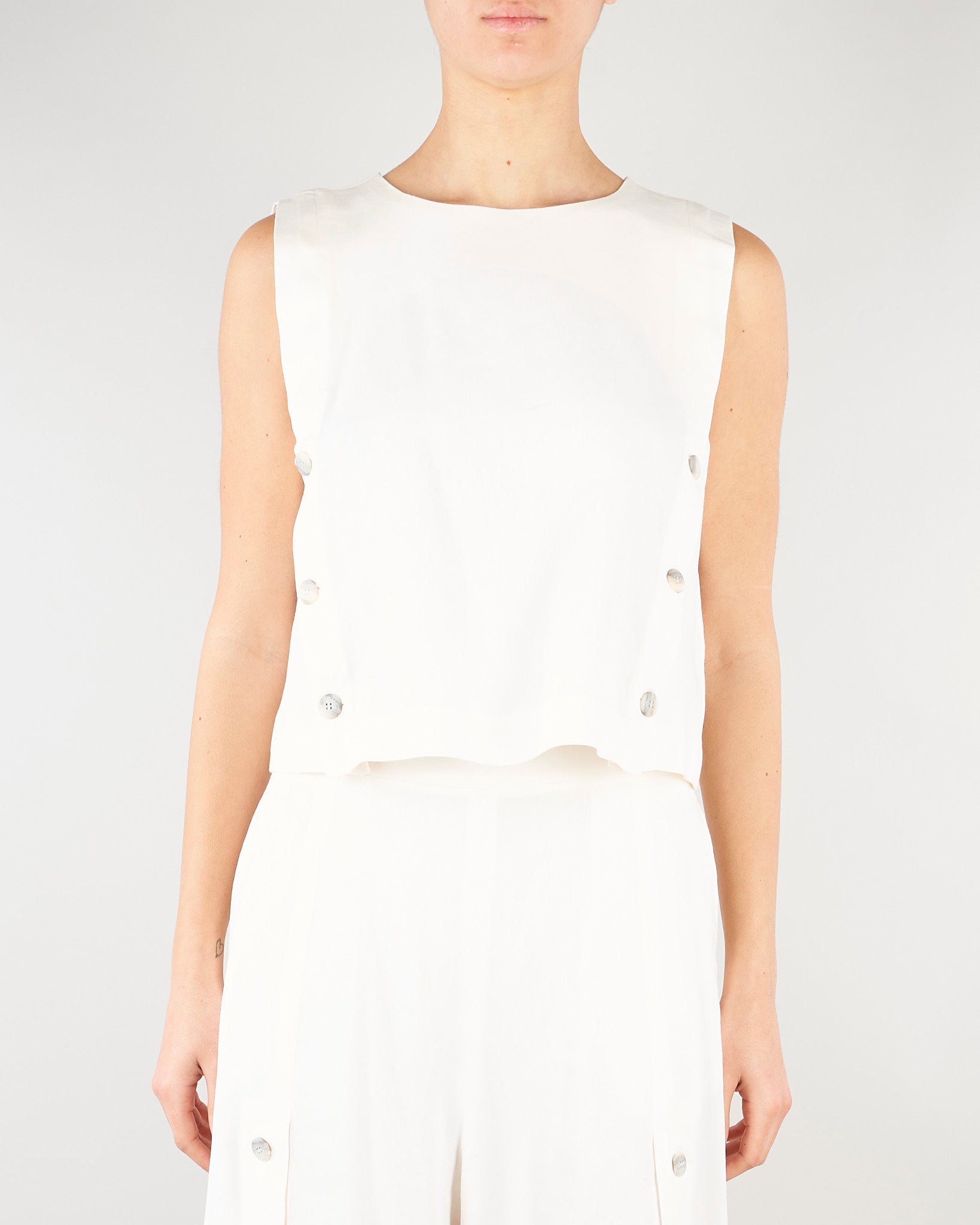 Top smanicato Bianco in misto lino stretch MLMUNION 4 MARELLA 