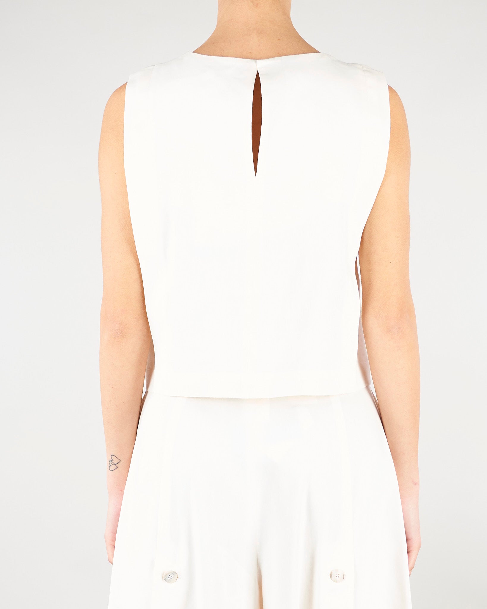 Top smanicato Bianco in misto lino stretch MLMUNION 4 MARELLA 