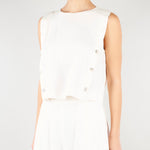 Top smanicato Bianco in misto lino stretch MLMUNION 4 MARELLA 