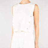 Top smanicato Bianco in misto lino stretch MLMUNION 4 MARELLA 
