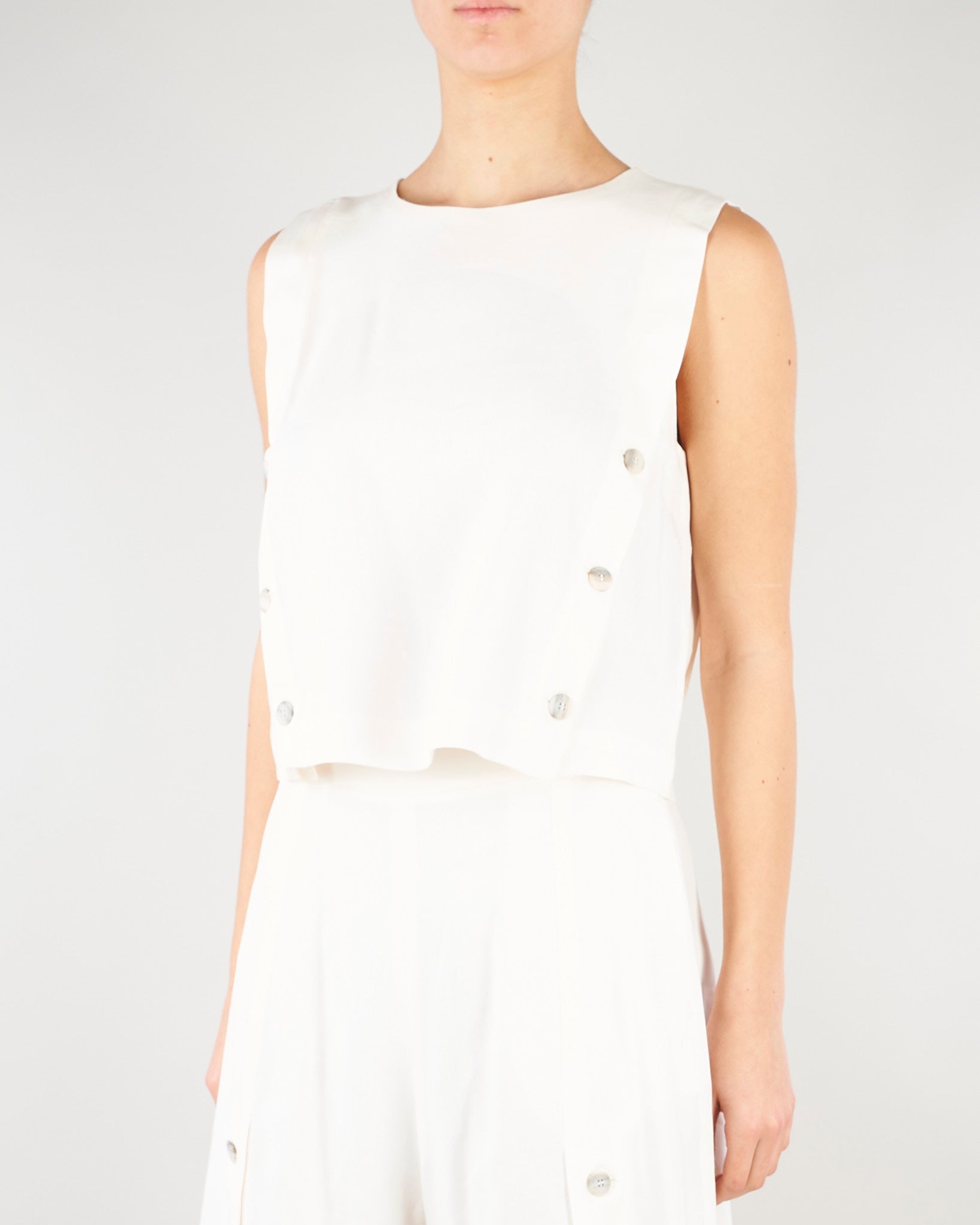 Top smanicato Bianco in misto lino stretch MLMUNION 4 MARELLA 