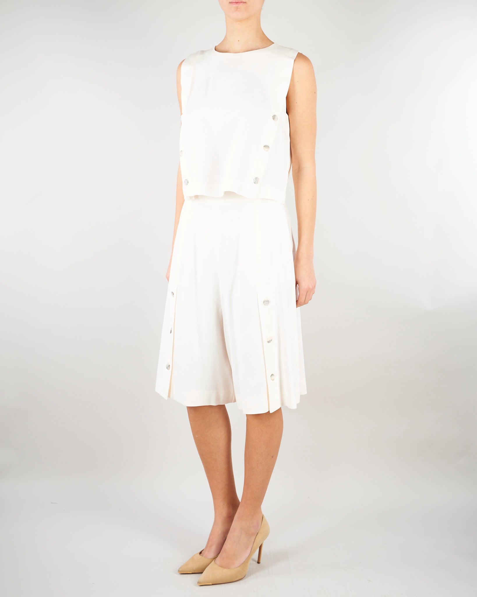 Top smanicato Bianco in misto lino stretch MLMUNION 4 MARELLA 
