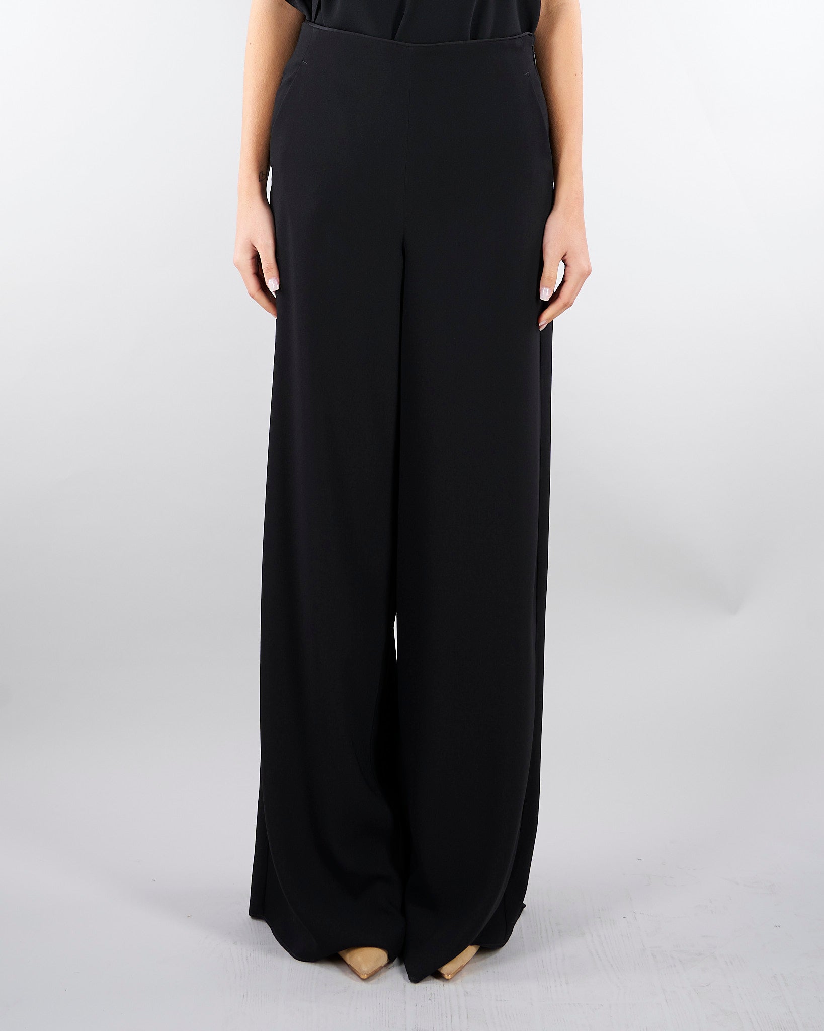 Pantaloen Nero ampio in envers satin MLTCAMPO 2 MARELLA 