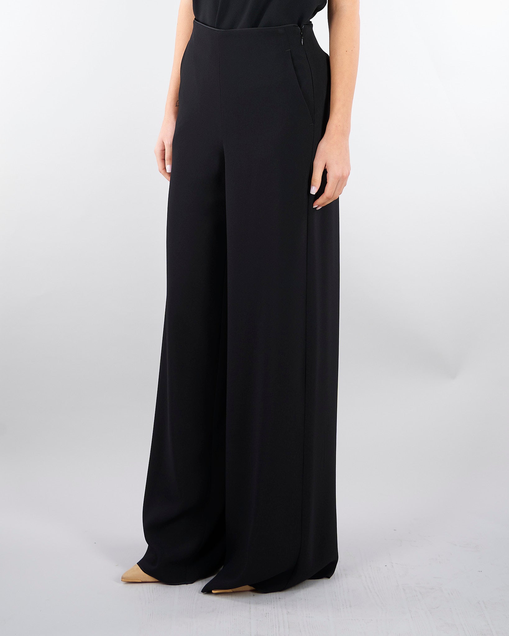 Pantaloen Nero ampio in envers satin MLTCAMPO 2 MARELLA 