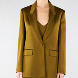 Blazer Verde Olio in envers satin MSEALBINO 56 MAX MARA STUDIO 