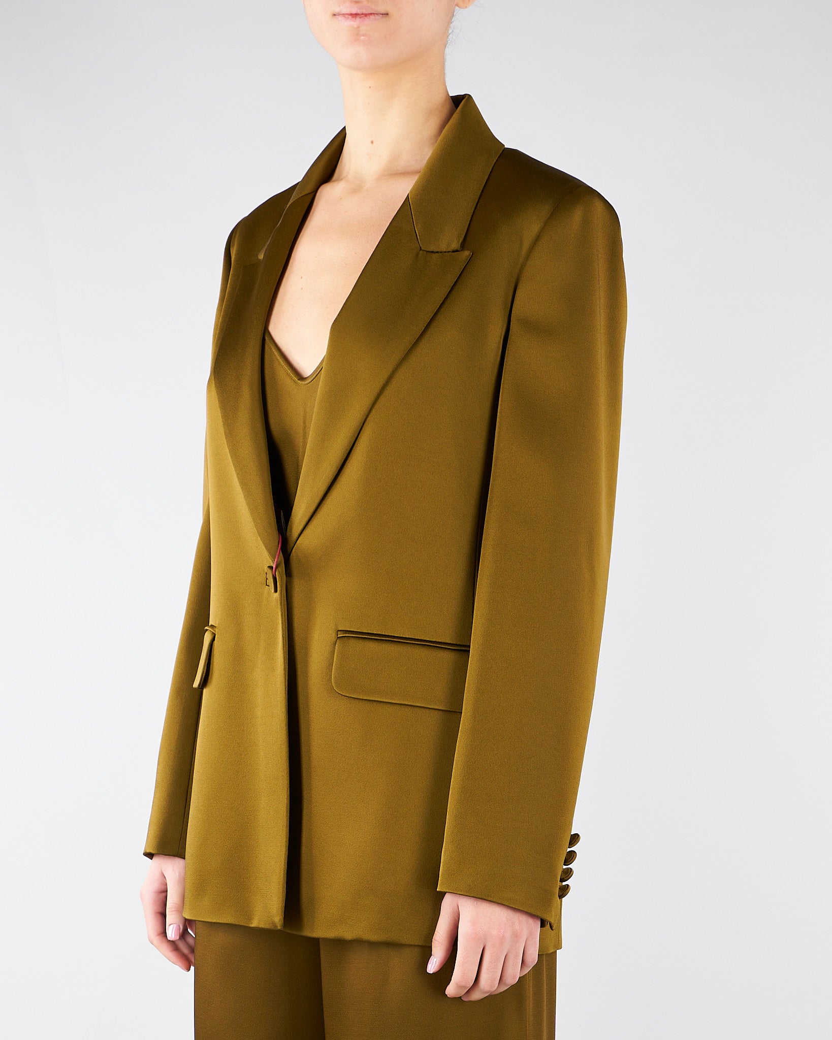 Blazer Verde Olio in envers satin MSEALBINO 56 MAX MARA STUDIO 