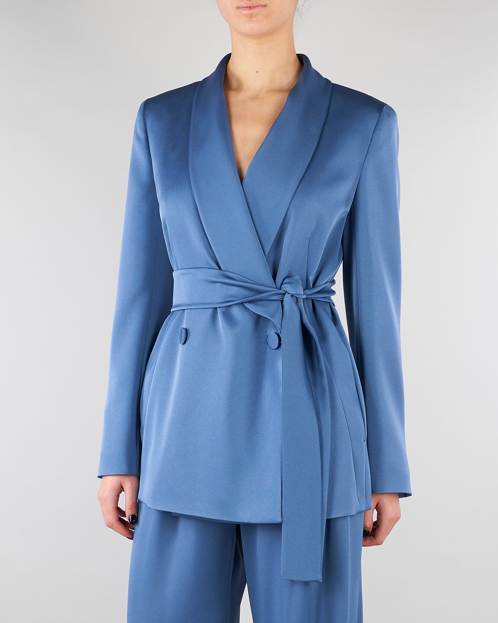 Blazer Avio in satin leggero MSEDOPPIA 8 MAX MARA STUDIO 