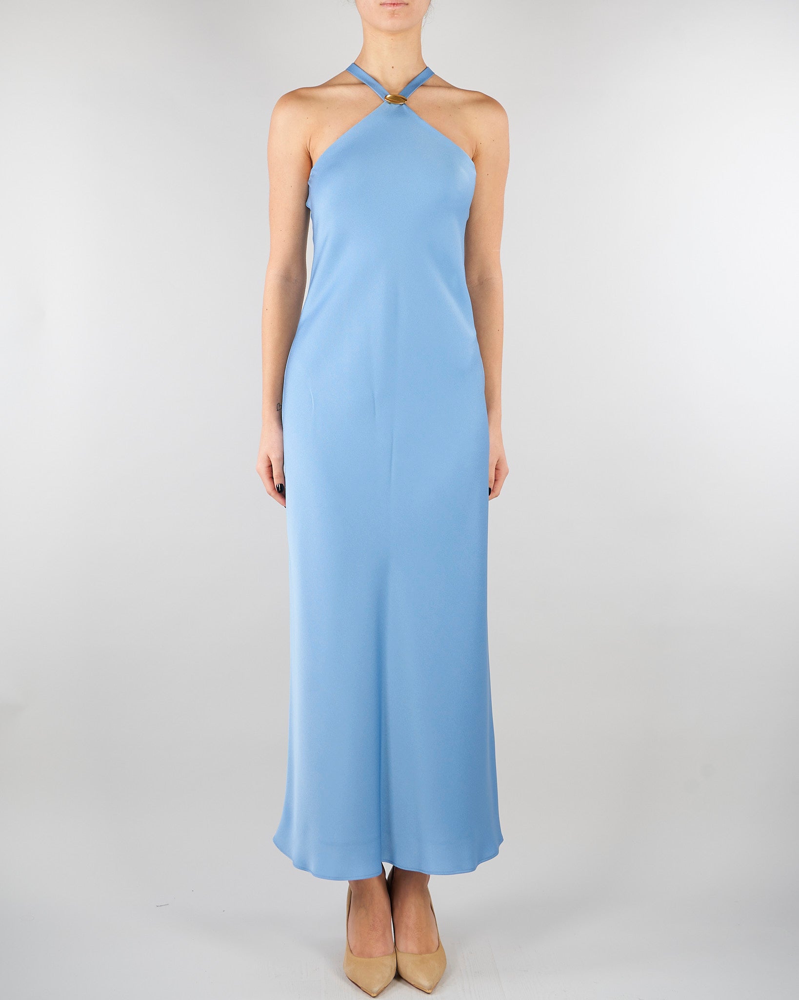 Abito Celeste in satin leggero MSEGHIOTTO 7 MAX MARA STUDIO 
