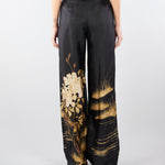 Pantalone Nero fluido in seta stampata MSEMAPPA 3 MAX MARA STUDIO 