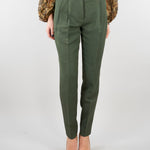 Pantalone Verde carrot in viscosa e lino MSTACERBO 9 MAX MARA STUDIO 