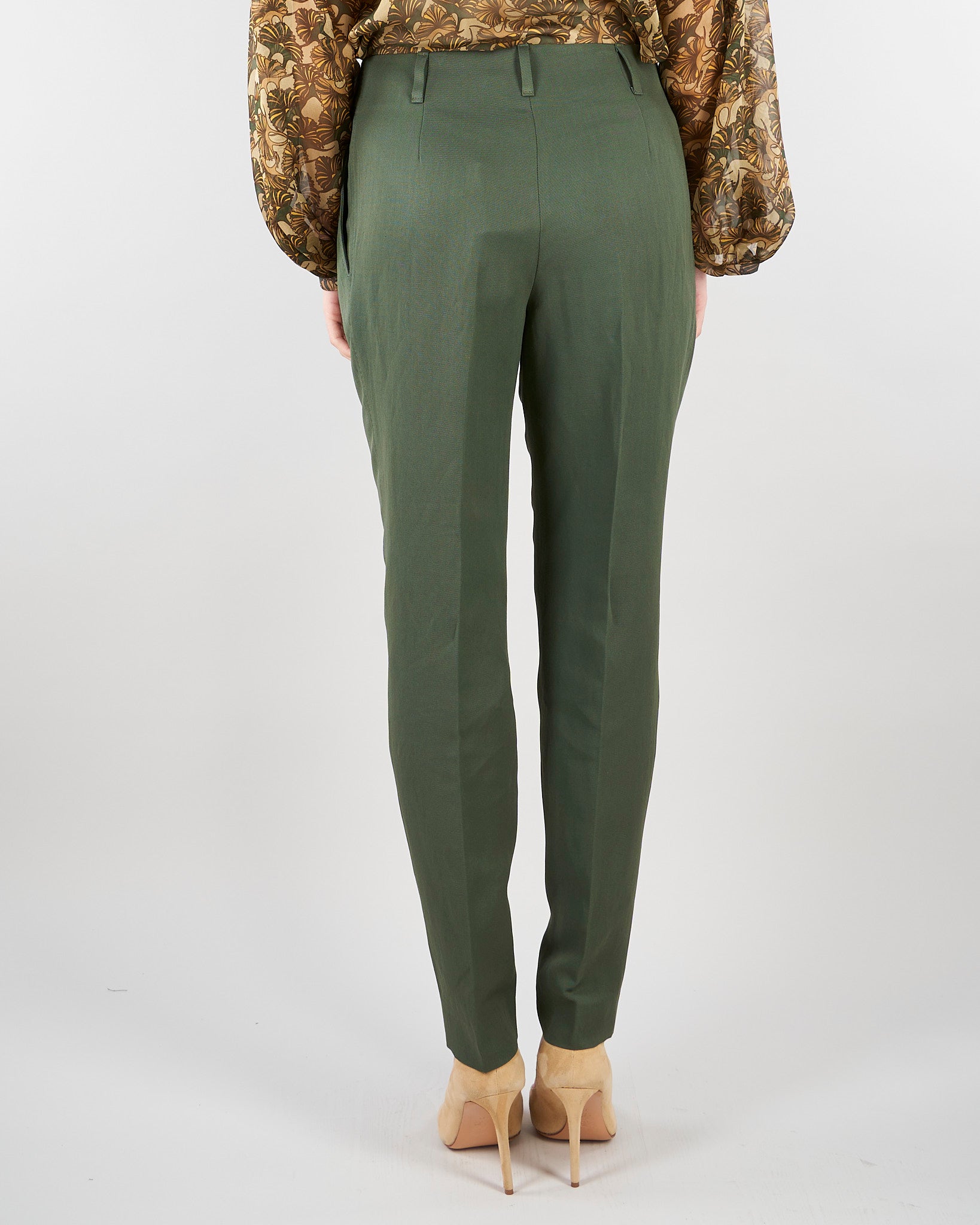 Pantalone Verde carrot in viscosa e lino MSTACERBO 9 MAX MARA STUDIO 