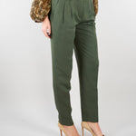 Pantalone Verde carrot in viscosa e lino MSTACERBO 9 MAX MARA STUDIO 