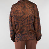 Blusa Marone in chiffon di seta stampata MSTBALLATA 2 MAX MARA STUDIO 