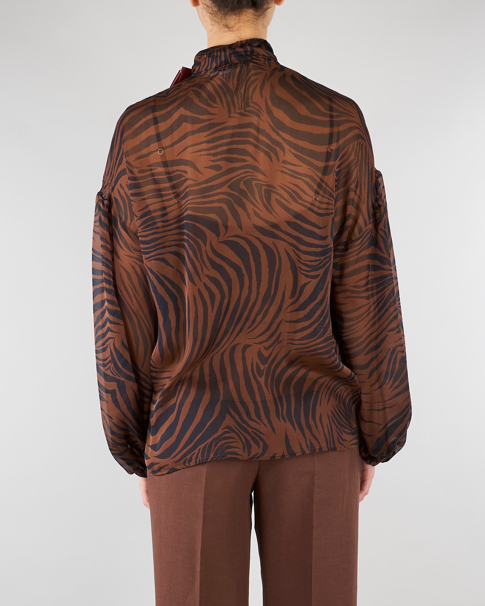 Blusa Marone in chiffon di seta stampata MSTBALLATA 2 MAX MARA STUDIO 