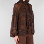 Blusa Marone in chiffon di seta stampata MSTBALLATA 2 MAX MARA STUDIO 