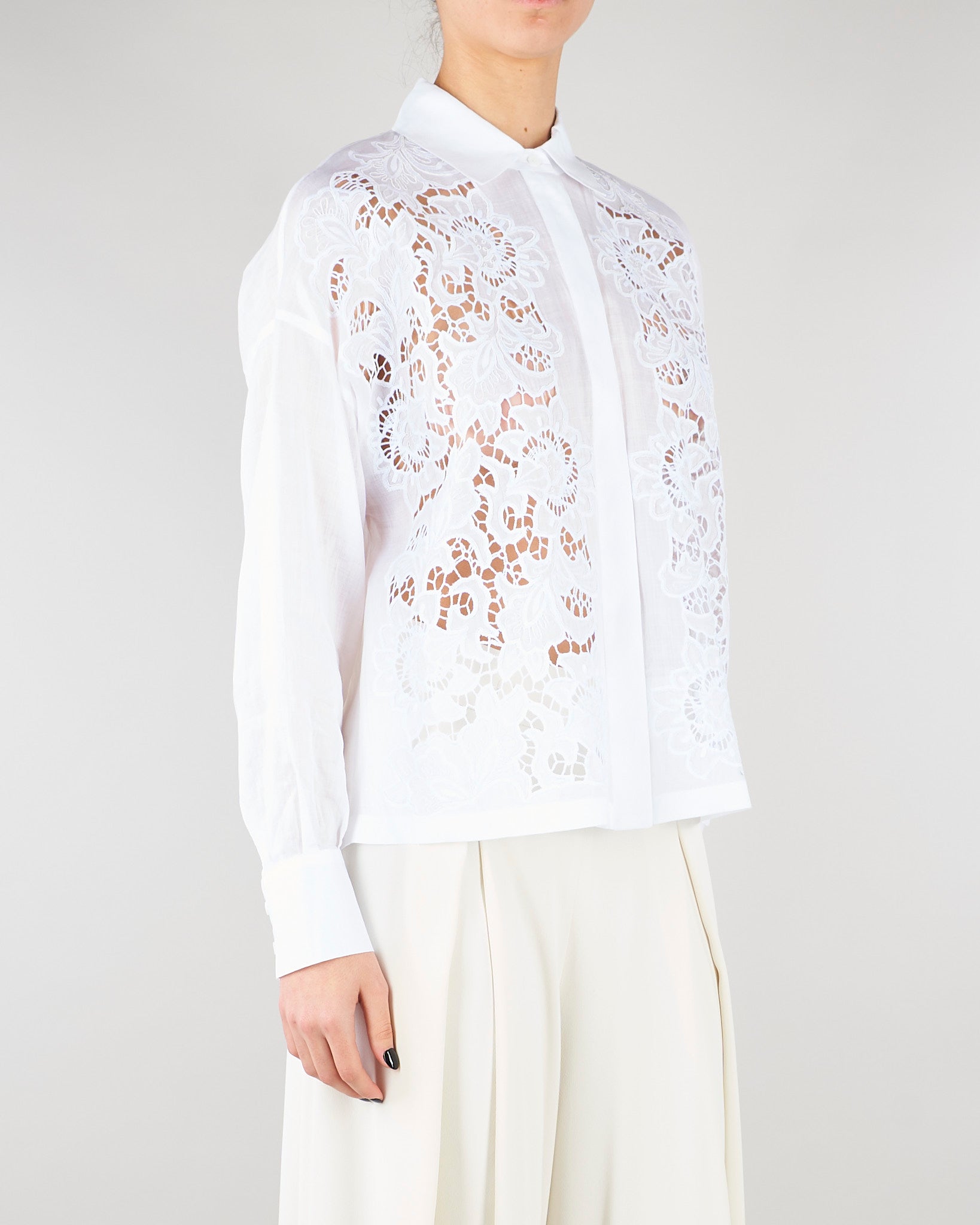Camicia Bianco boxy in tela ramié con ricamo MSTCALI 31 MAX MARA STUDIO 