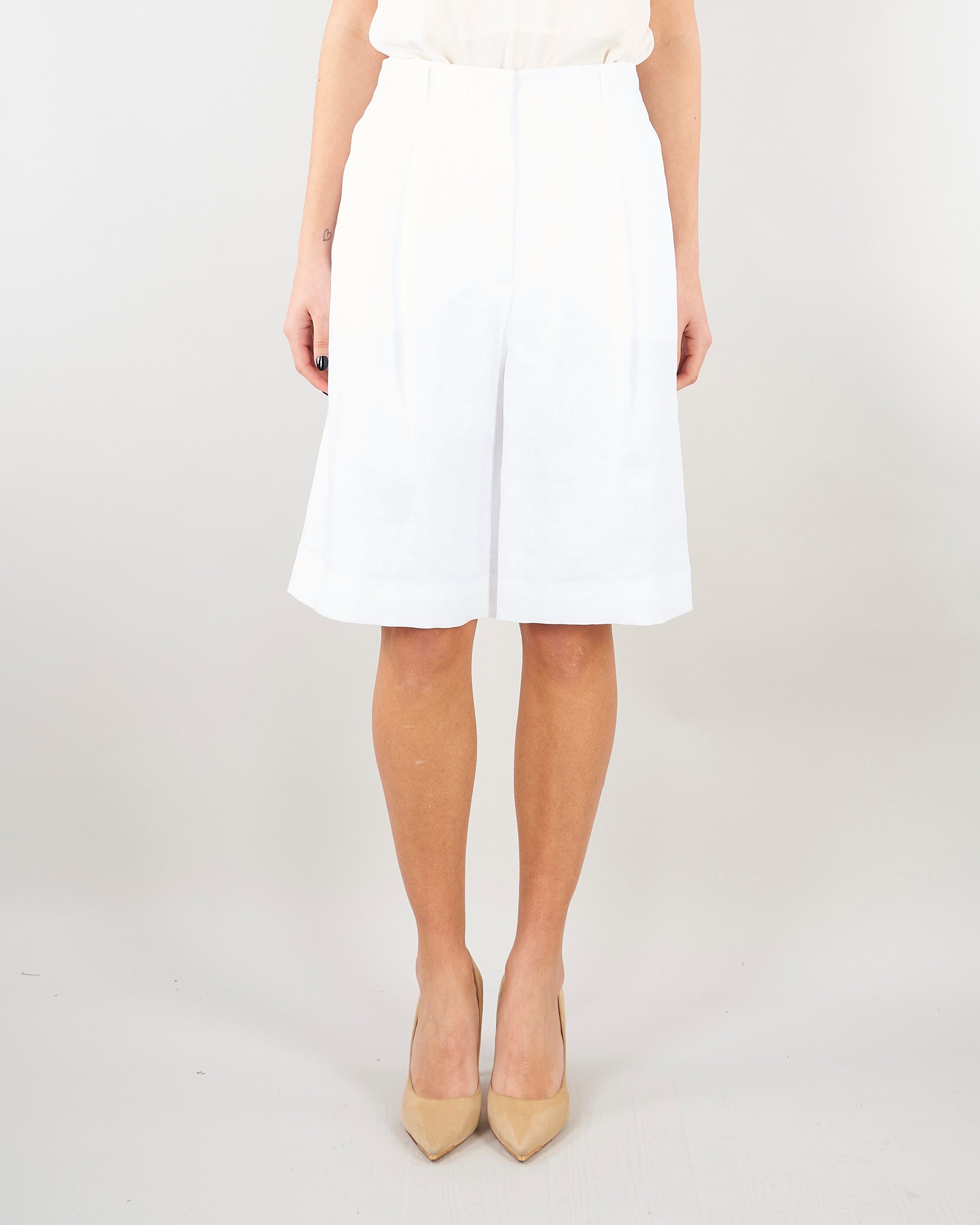 Bermuda Bianco lungo in tela di lino MSTCARAVAN 2 MAX MARA STUDIO 