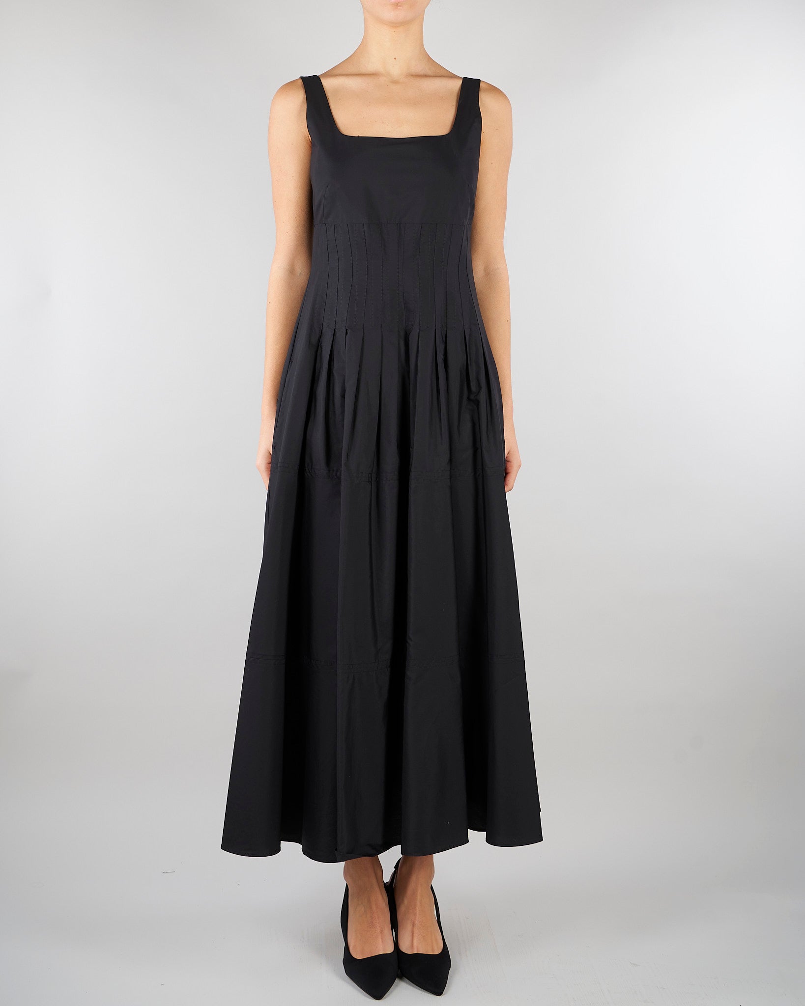 Abito Nero in popeline con gonna ampia MSTFELTRE 4 MAX MARA STUDIO 