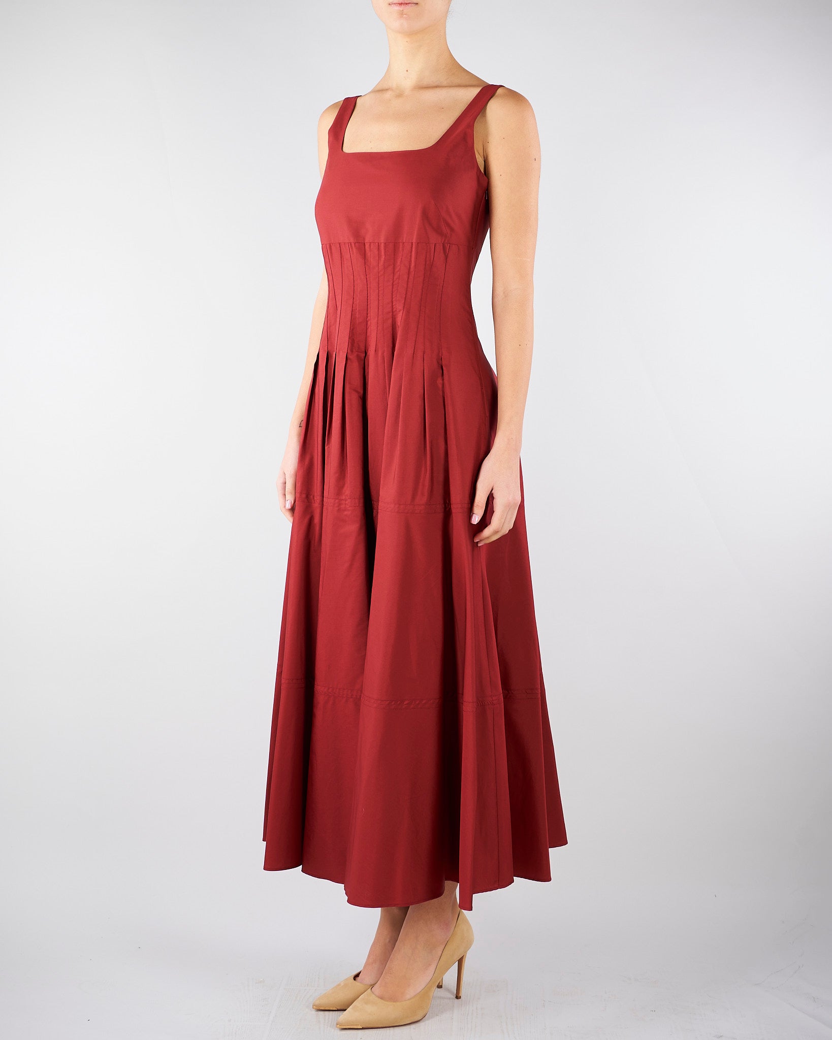Abito Rosso in popeline con gonna ampia MSTFELTRE 74 MAX MARA STUDIO 