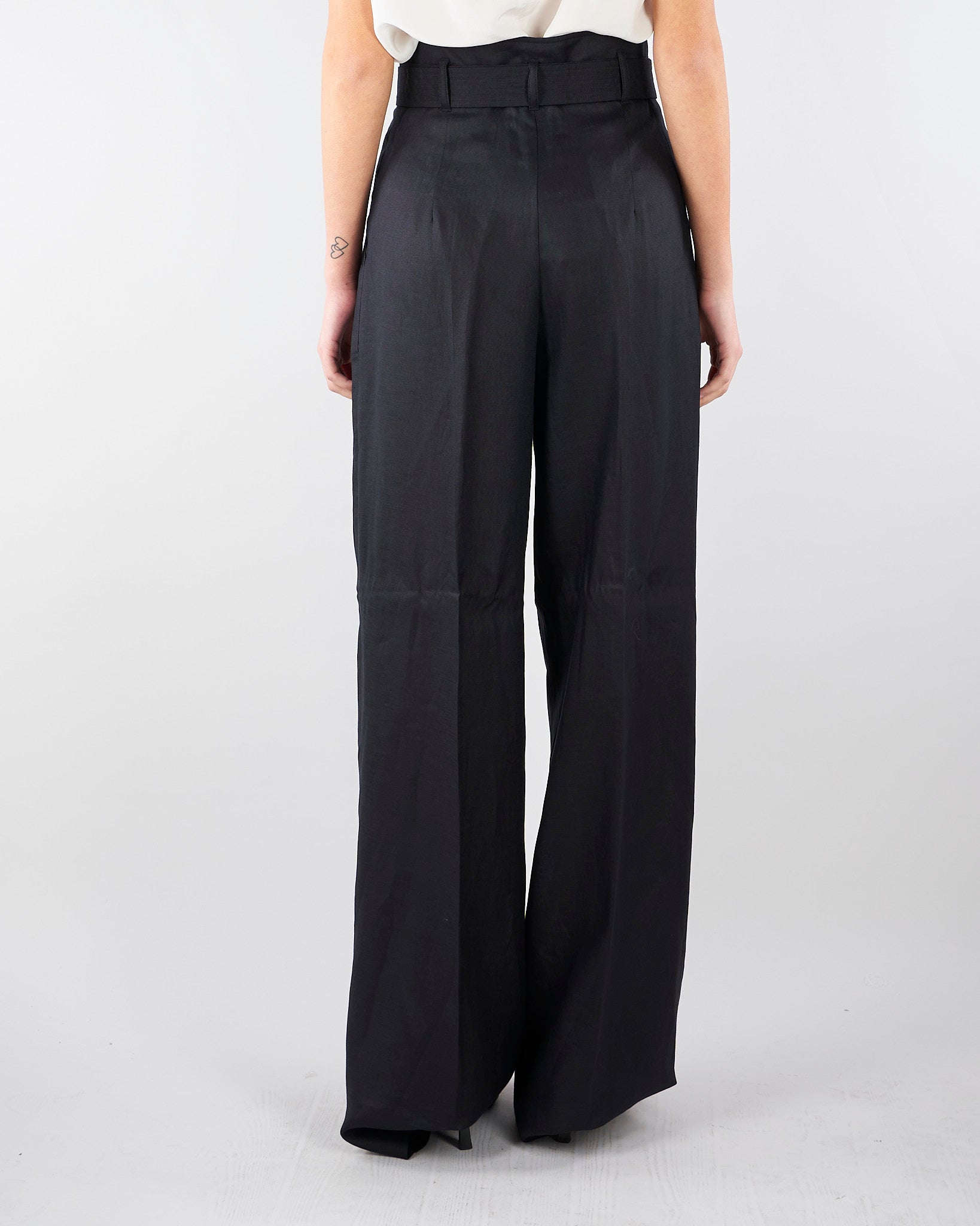 Pantalone Nero in tela di lino MSTMATERIA 35 MAX MARA STUDIO 