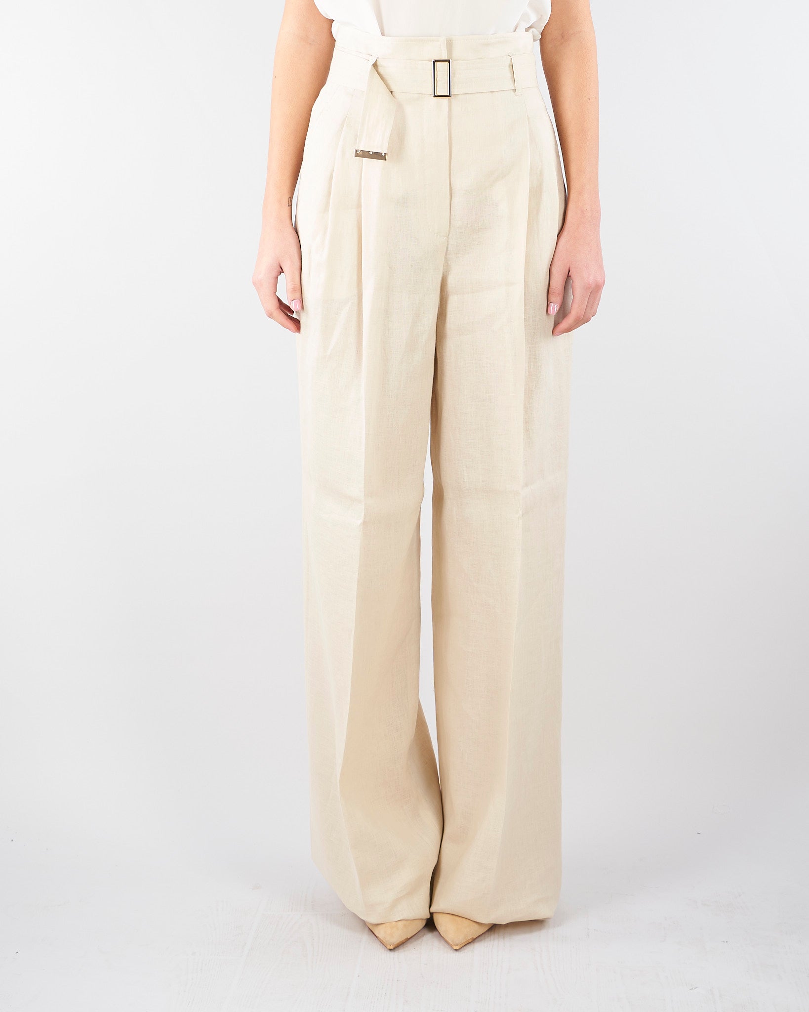 Pantalone Burro in tela di lino MSTMATERIA 7 MAX MARA STUDIO 