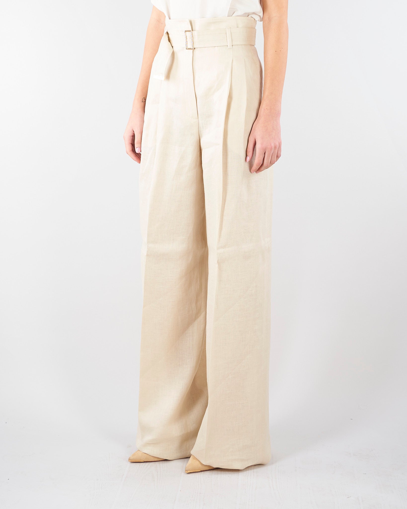 Pantalone Burro in tela di lino MSTMATERIA 7 MAX MARA STUDIO 