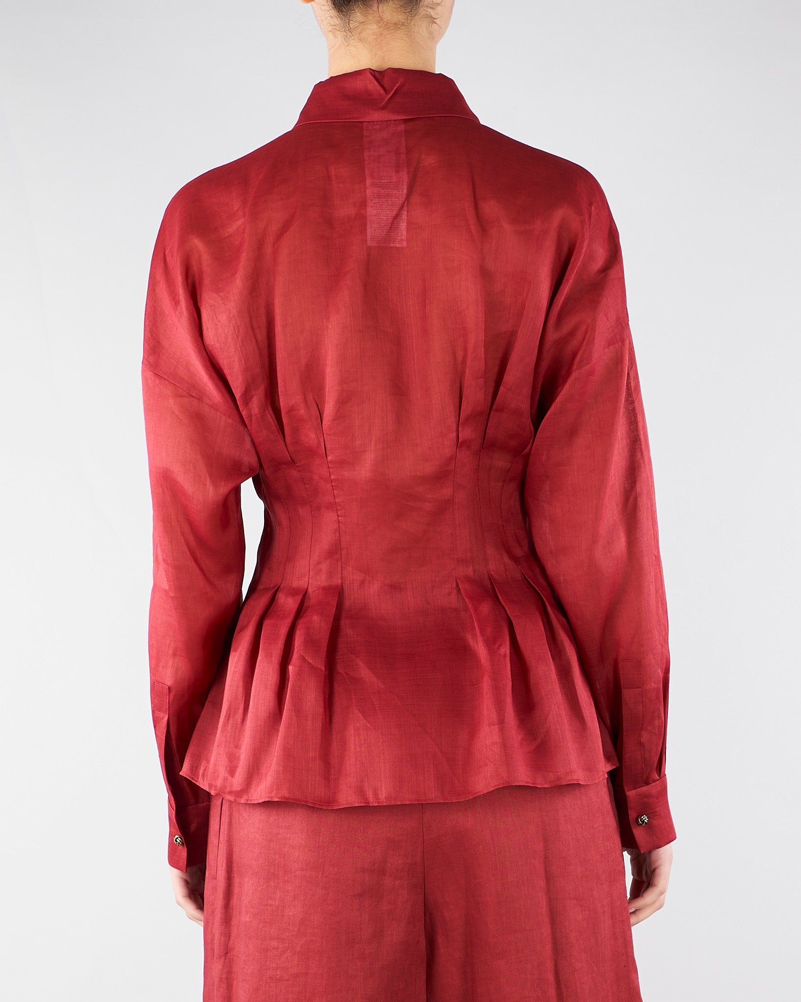Camicia Rosso a maniche lunghe in tela ramié MSTORA 66 MAX MARA STUDIO 