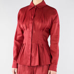 Camicia Rosso a maniche lunghe in tela ramié MSTORA 66 MAX MARA STUDIO 