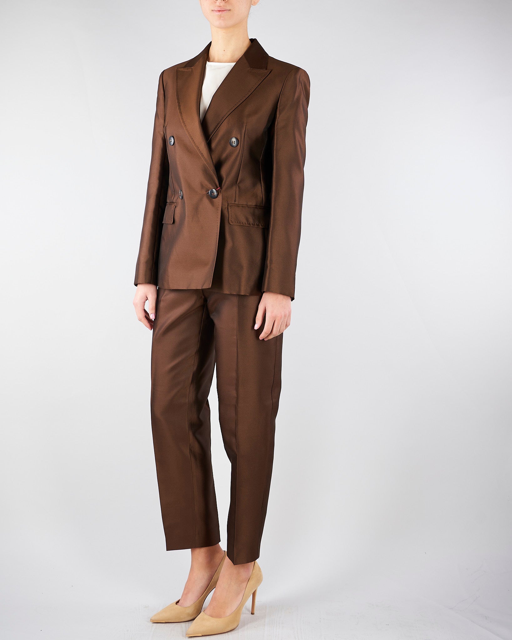 Blazer doppiopetto Marrone in shantung MSTPECCATI 2 MAX MARA STUDIO 