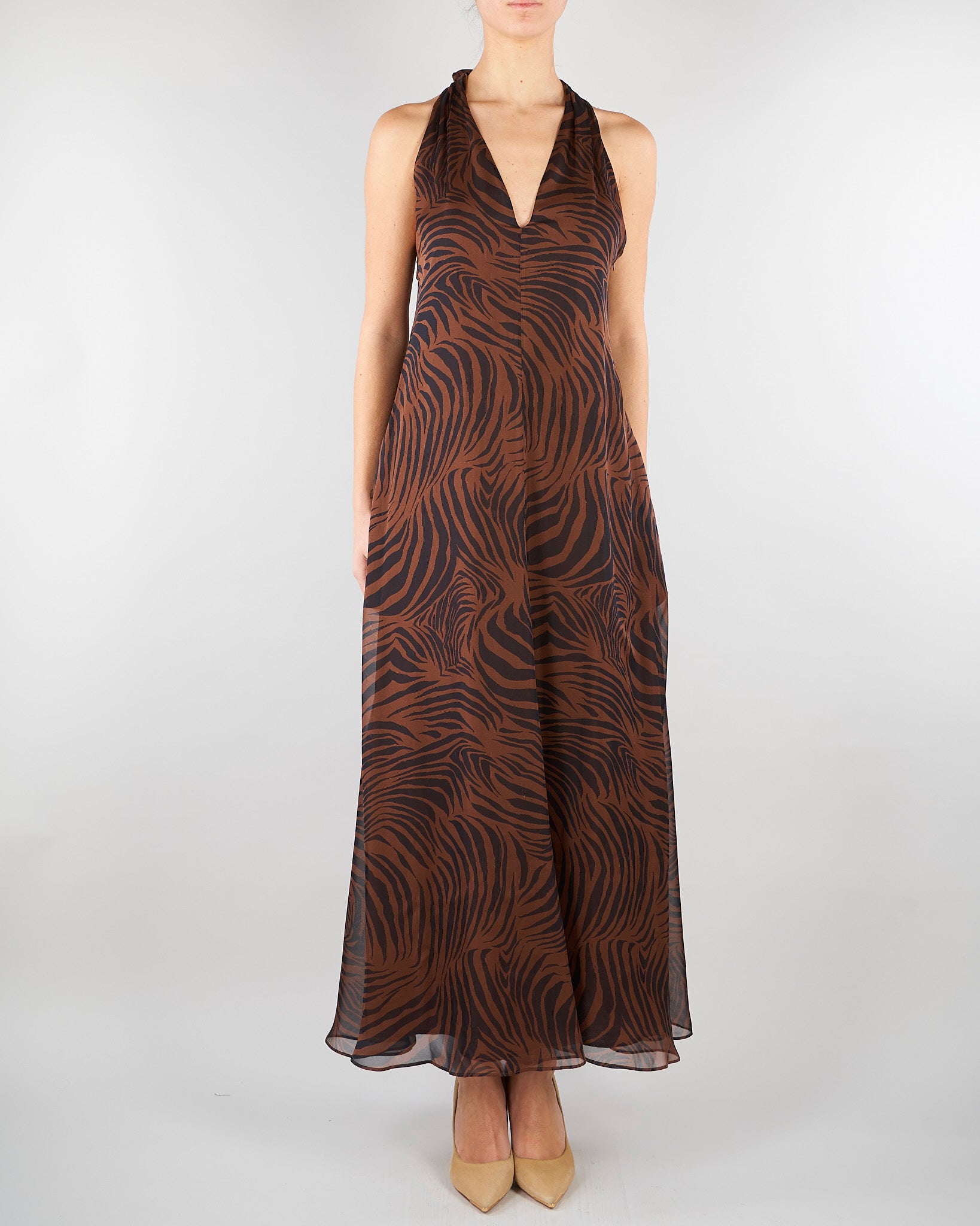 Abito Marrone in chiffon di seta stampato MSTSALICE 2 MAX MARA STUDIO 