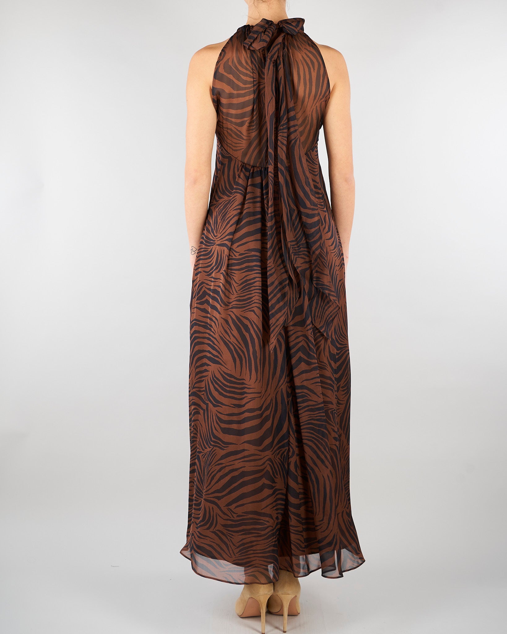 Abito Marrone in chiffon di seta stampato MSTSALICE 2 MAX MARA STUDIO 