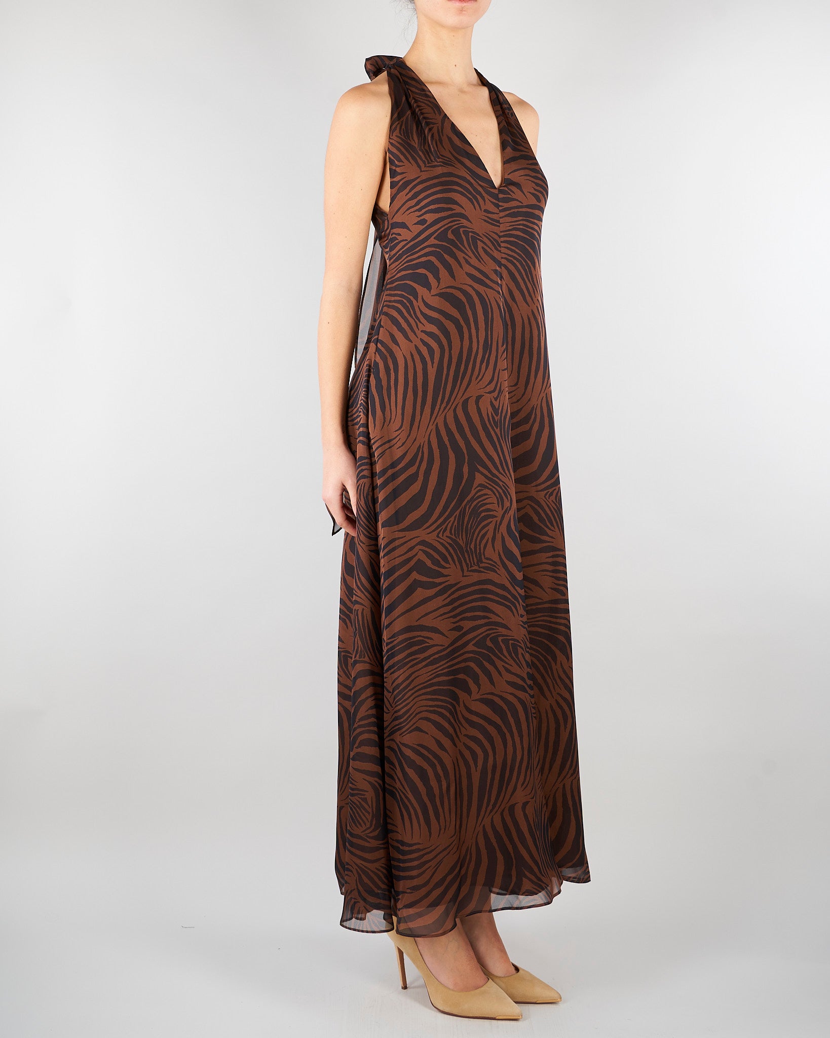 Abito Marrone in chiffon di seta stampato MSTSALICE 2 MAX MARA STUDIO 