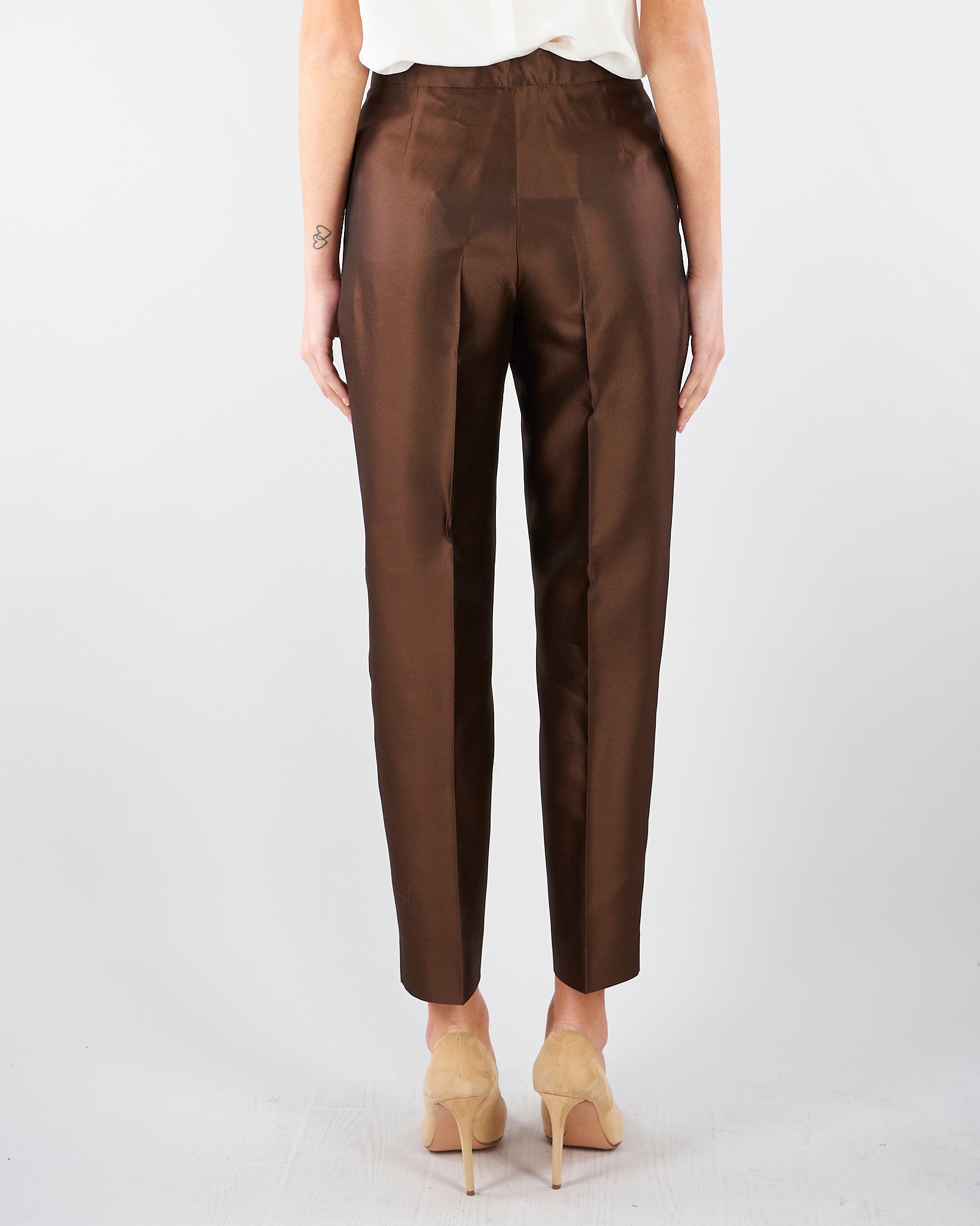 Pantalone Marrone in shantung MSTZINCO 2 MAX MARA STUDIO 