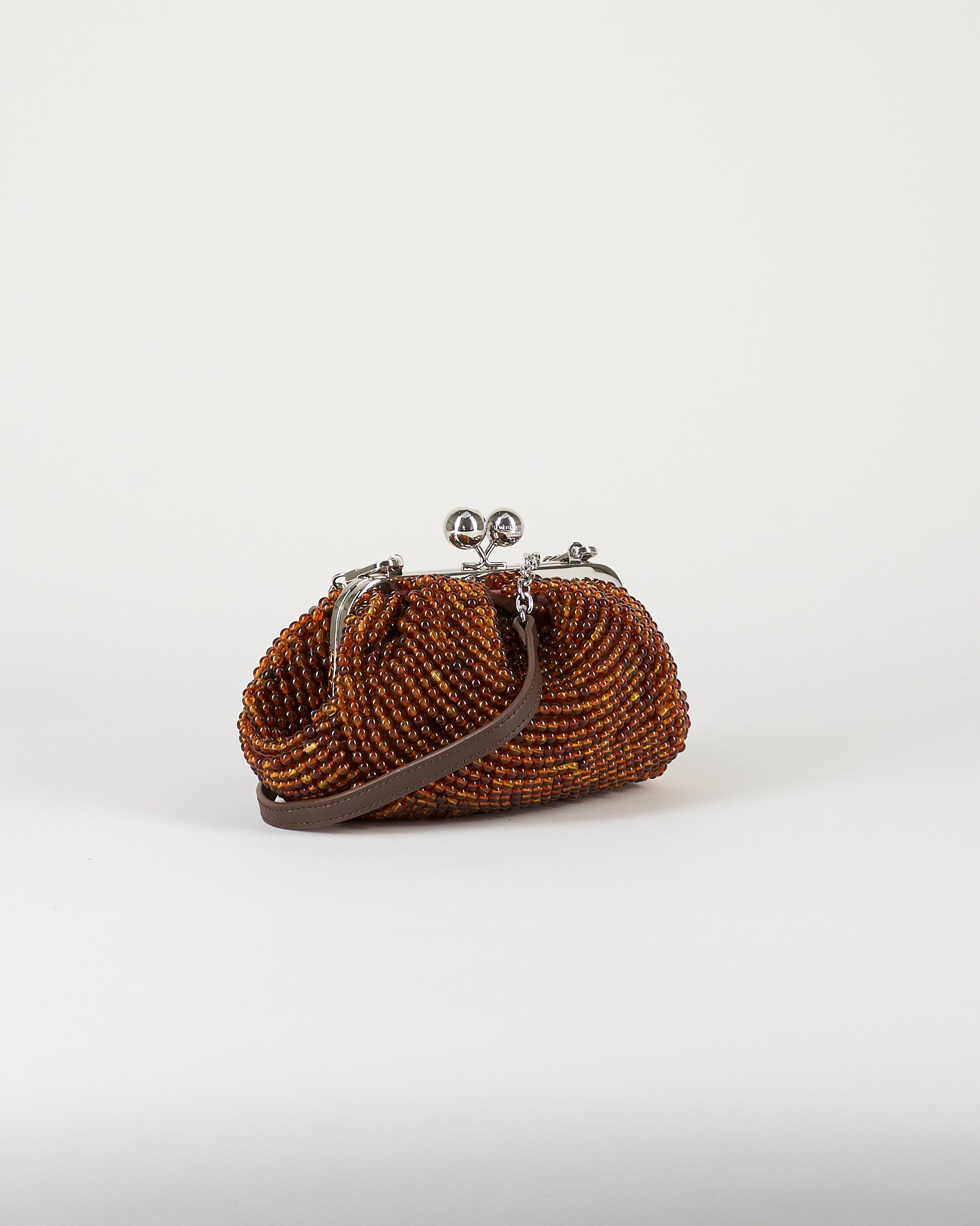 Borsa Pasticcino Bag small Marrone con perle in resina ricamate WKAESCHIMO 1 MAX MARA WEEKEND 