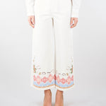 Pantalone bianco in bull di cotone con ricami WKDADUNCO 9 MAX MARA WEEKEND 