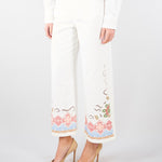 Pantalone bianco in bull di cotone con ricami WKDADUNCO 9 MAX MARA WEEKEND 