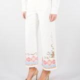 Pantalone bianco in bull di cotone con ricami WKDADUNCO 9 MAX MARA WEEKEND 