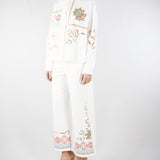 Pantalone bianco in bull di cotone con ricami WKDADUNCO 9 MAX MARA WEEKEND 