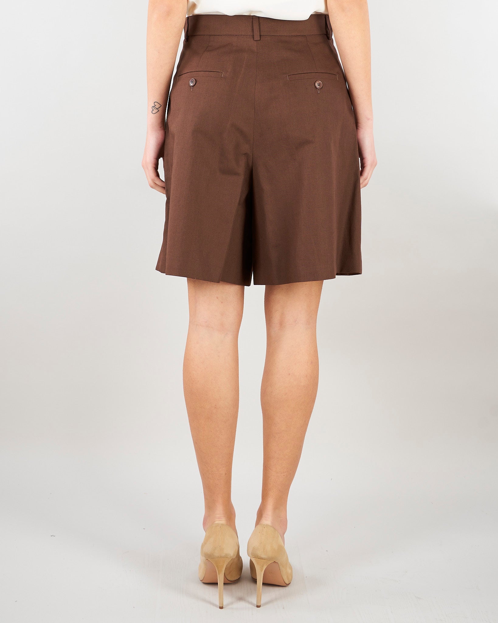 Bermuda Marrone in canvas di cotone e lino WKDECUBA 13 MAX MARA WEEKEND 