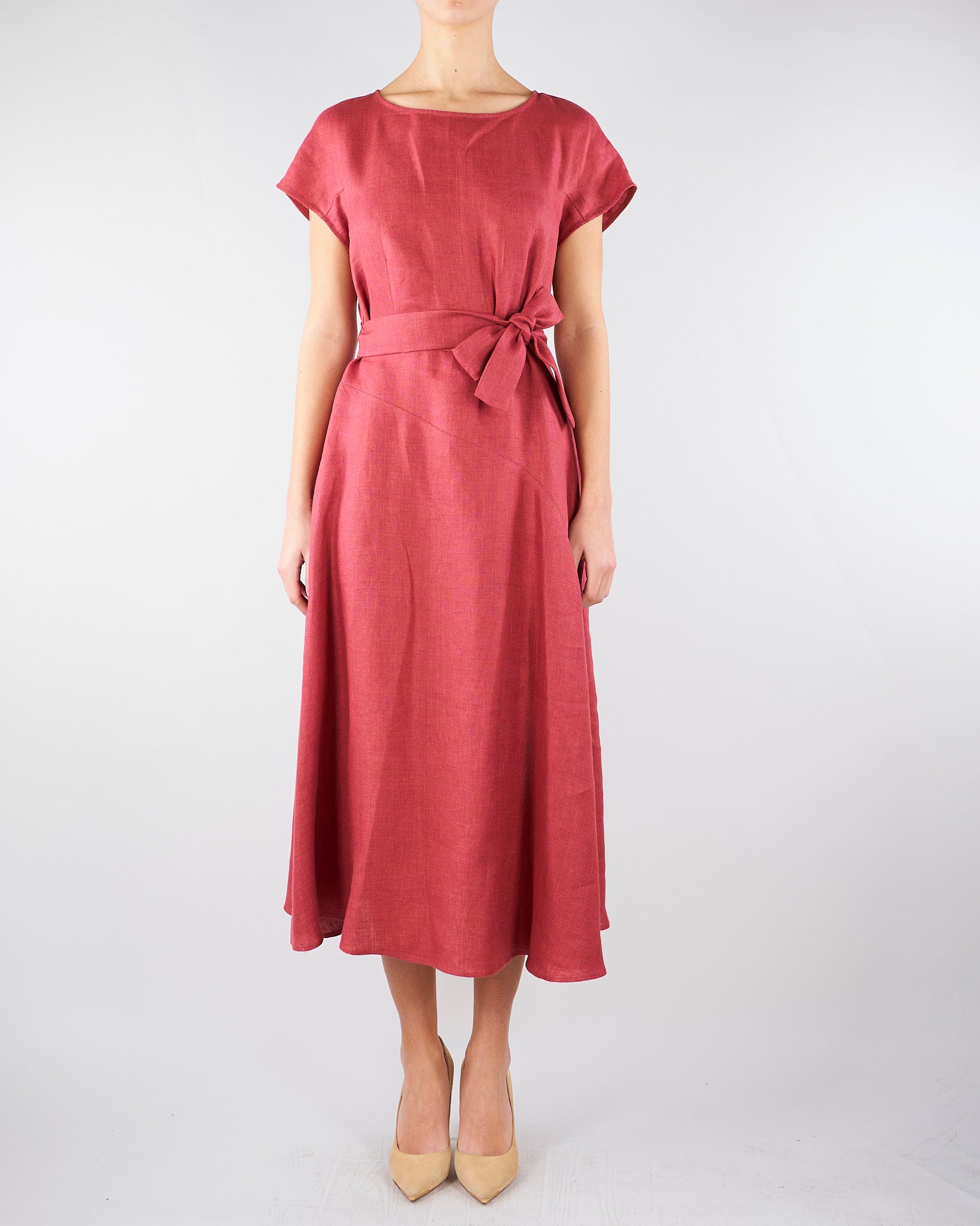 Abito midi Ciliegia in canvas di lino WKDESORDIO 34 MAX MARA WEEKEND 