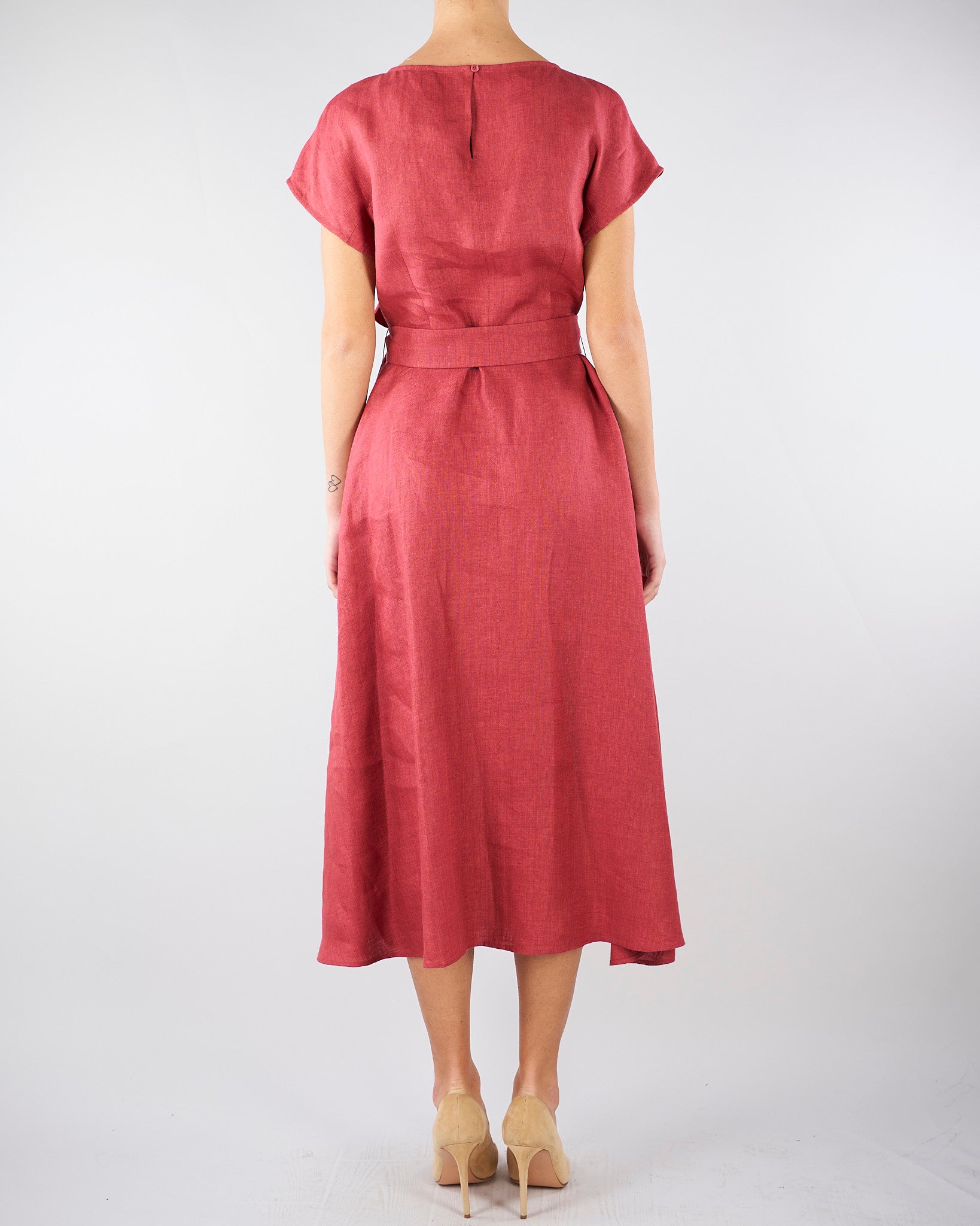 Abito midi Ciliegia in canvas di lino WKDESORDIO 34 MAX MARA WEEKEND 