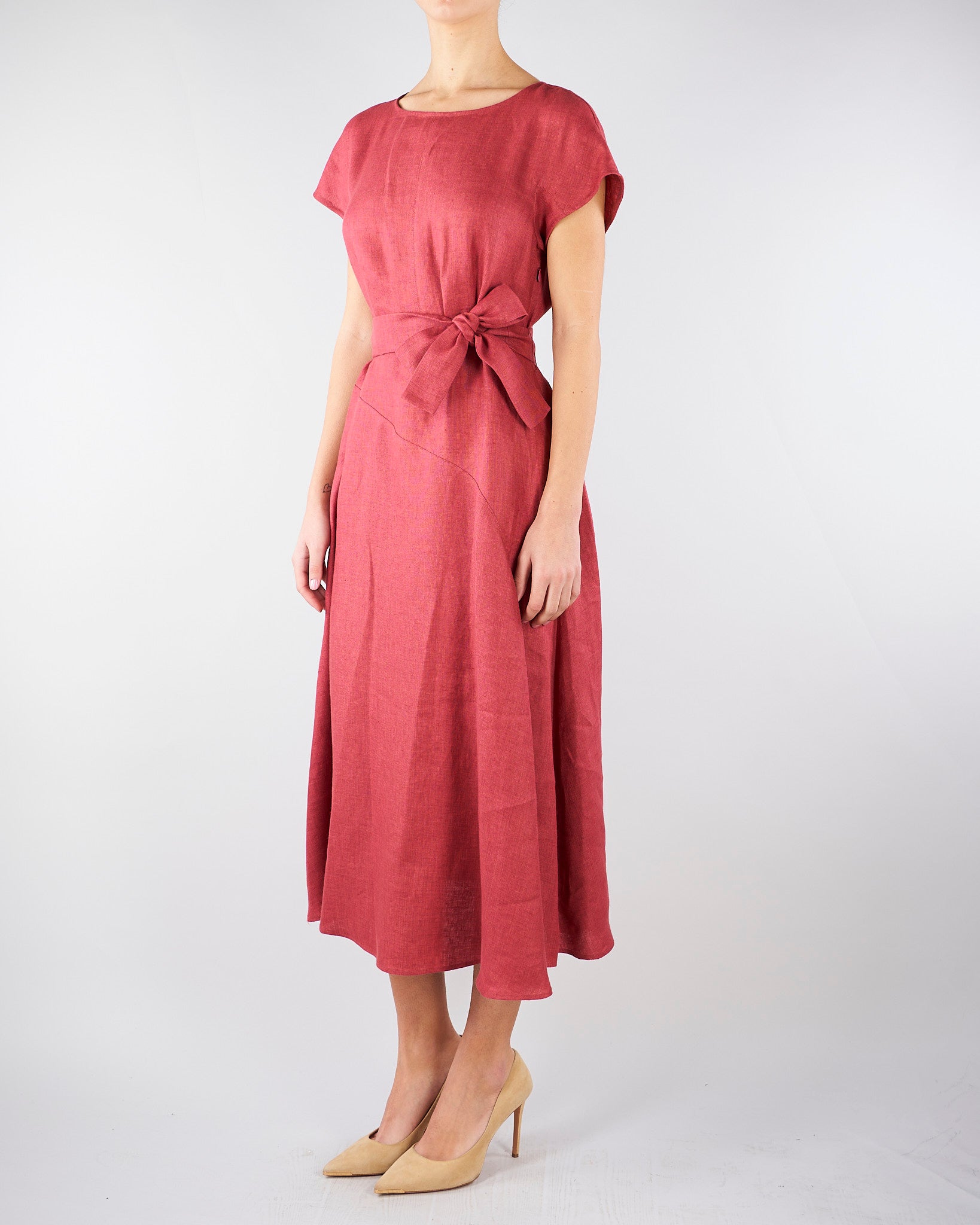 Abito midi Ciliegia in canvas di lino WKDESORDIO 34 MAX MARA WEEKEND 