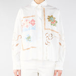 Camicia Bianco in cotone con pizzo e ricami WKDFONTE 1 MAX MARA WEEKEND 