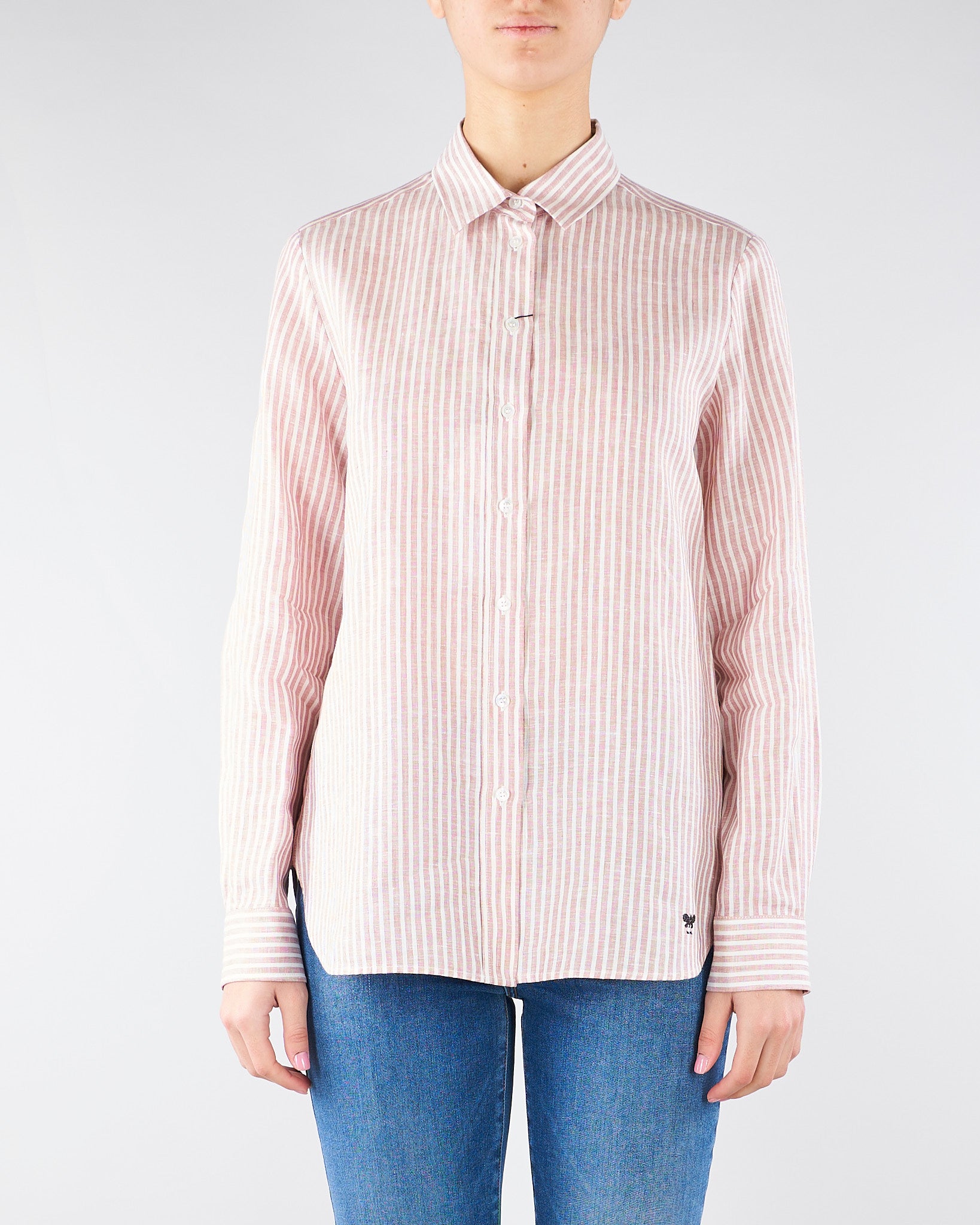 Camicia Rosa a righe in tela di lino WKDGIURATO 5 MAX MARA WEEKEND 