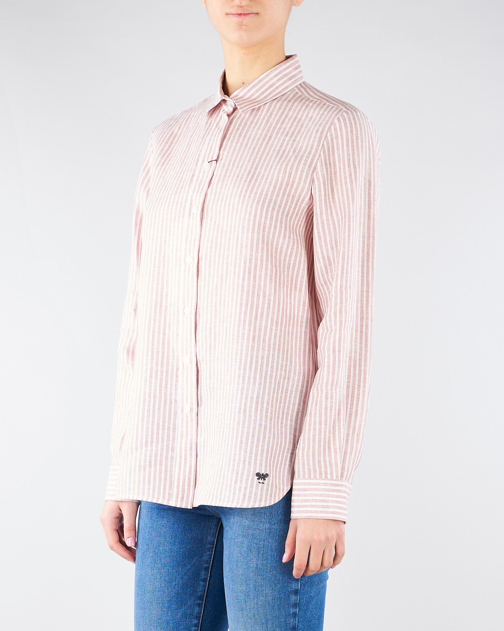 Camicia Rosa a righe in tela di lino WKDGIURATO 5 MAX MARA WEEKEND 
