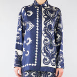Camicia Patchwork Blu-Bianco in seta stampata WKDLASTRA 1 MAX MARA WEEKEND 